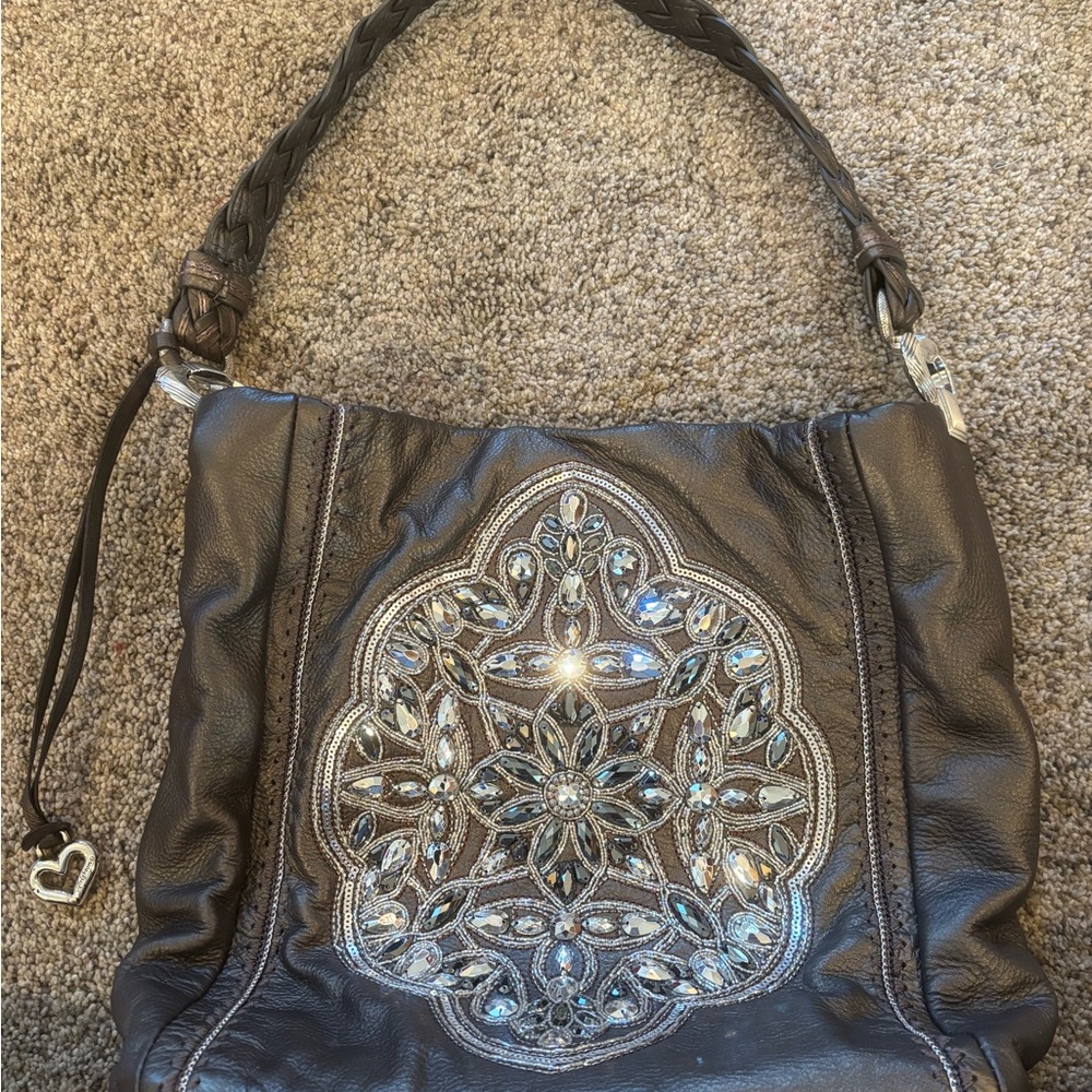 Embellished Leather Shoulder Bag